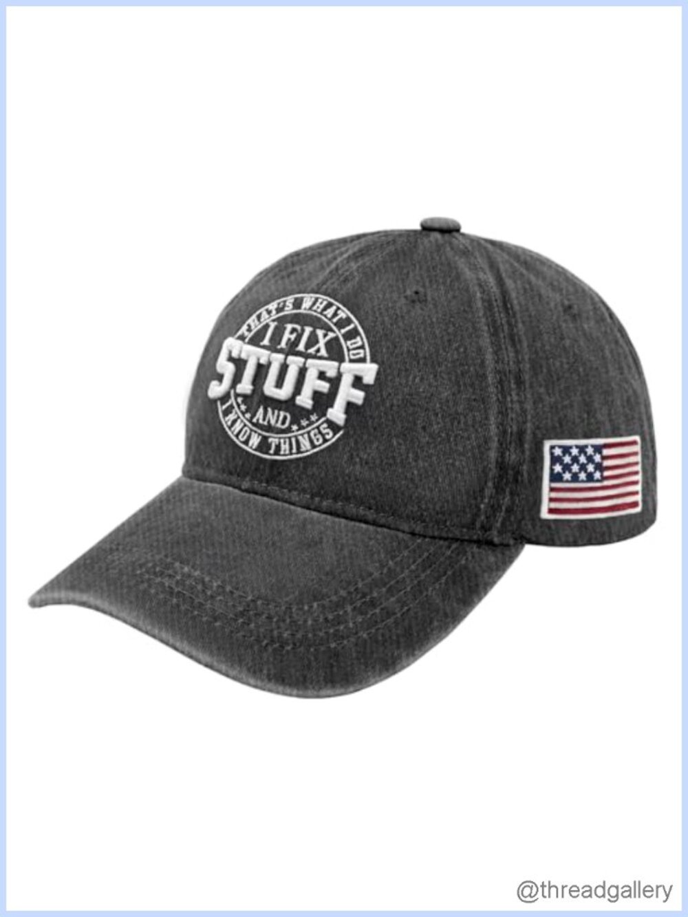 Men's 3D Embroidered Cotton Baseball Cap Adjustable Washed Hat